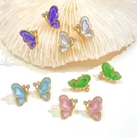 新款彩色创意滴釉蝴蝶耳环小众新颖饰品个性复古创新饰品源头批发