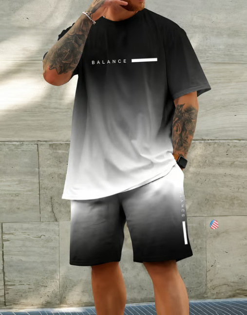 Conjunto de camisetas y pantalones de manga corta a la moda, los más vendidos en Amazon en 2026, ropa holgada para hombre con estampado digital 3D y colores degradados