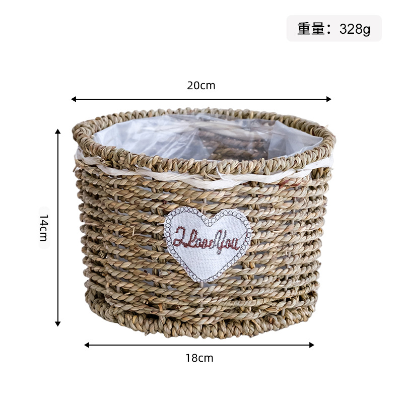 Maceta Decorativa Tejida de Paja Hecha a Mano para Jardín y Balcón