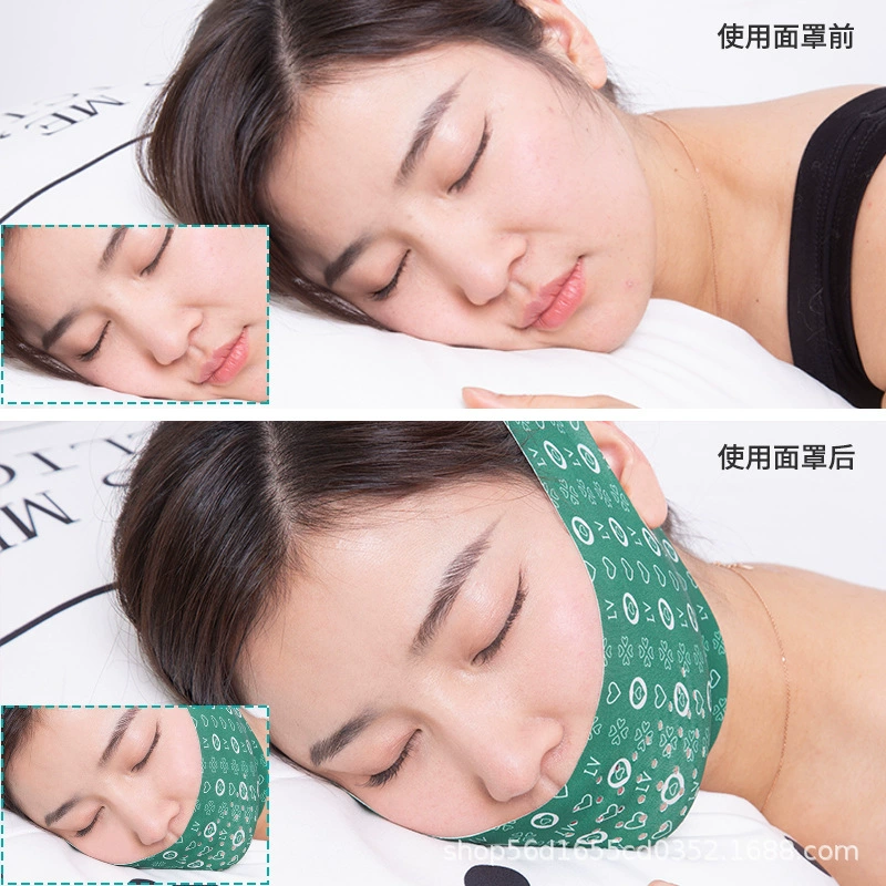 Smoothing pulls up elastic bandage, mask for face, removes double chin