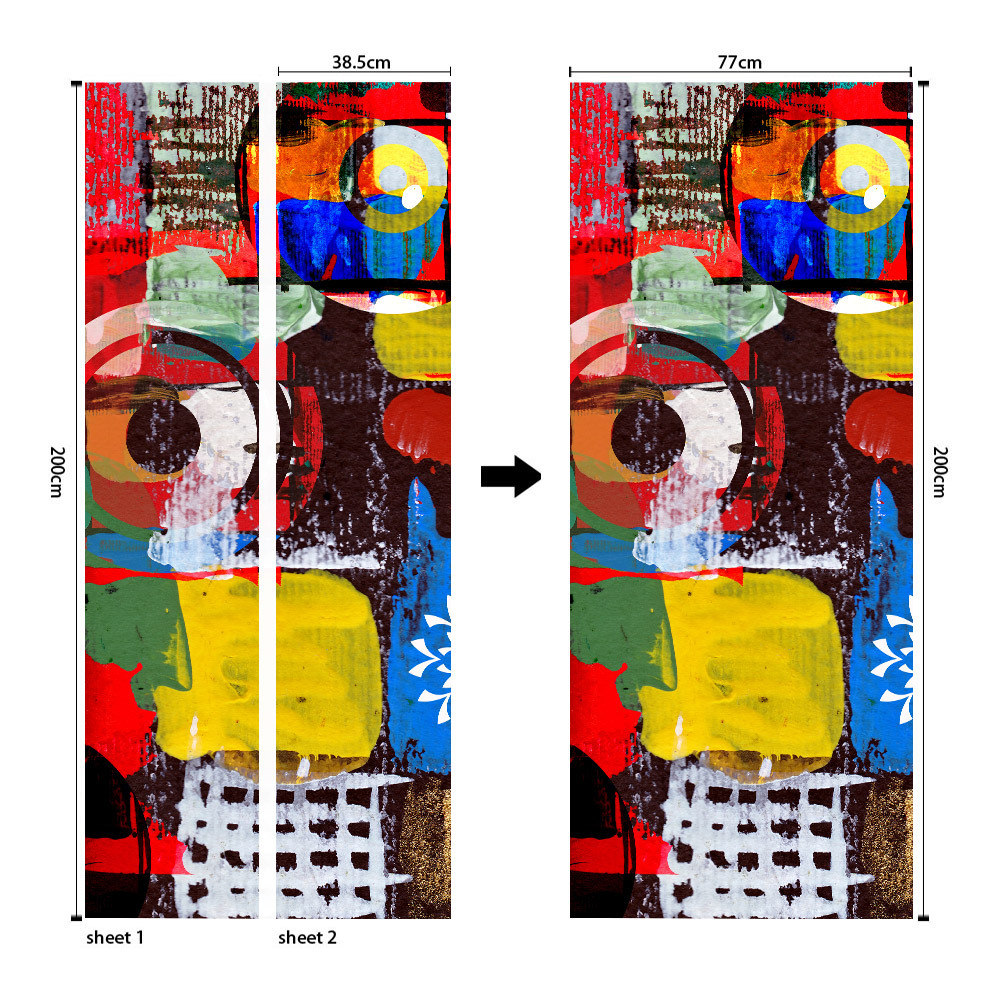 Pegatinas para puertas 3D respetuosas con el medio ambiente, autoadhesivos, fabricantes de origen al por mayor, patrones populares transfronterizos de alta definición, adhesivos para puertas impermeables, a prueba de aceite y antiincrustantes