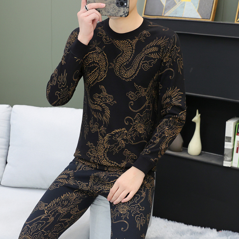 Unlimited Popular Thermal Intimates Set Men's Autumn Clothes and Long Pants Two-Piece Home Clothes