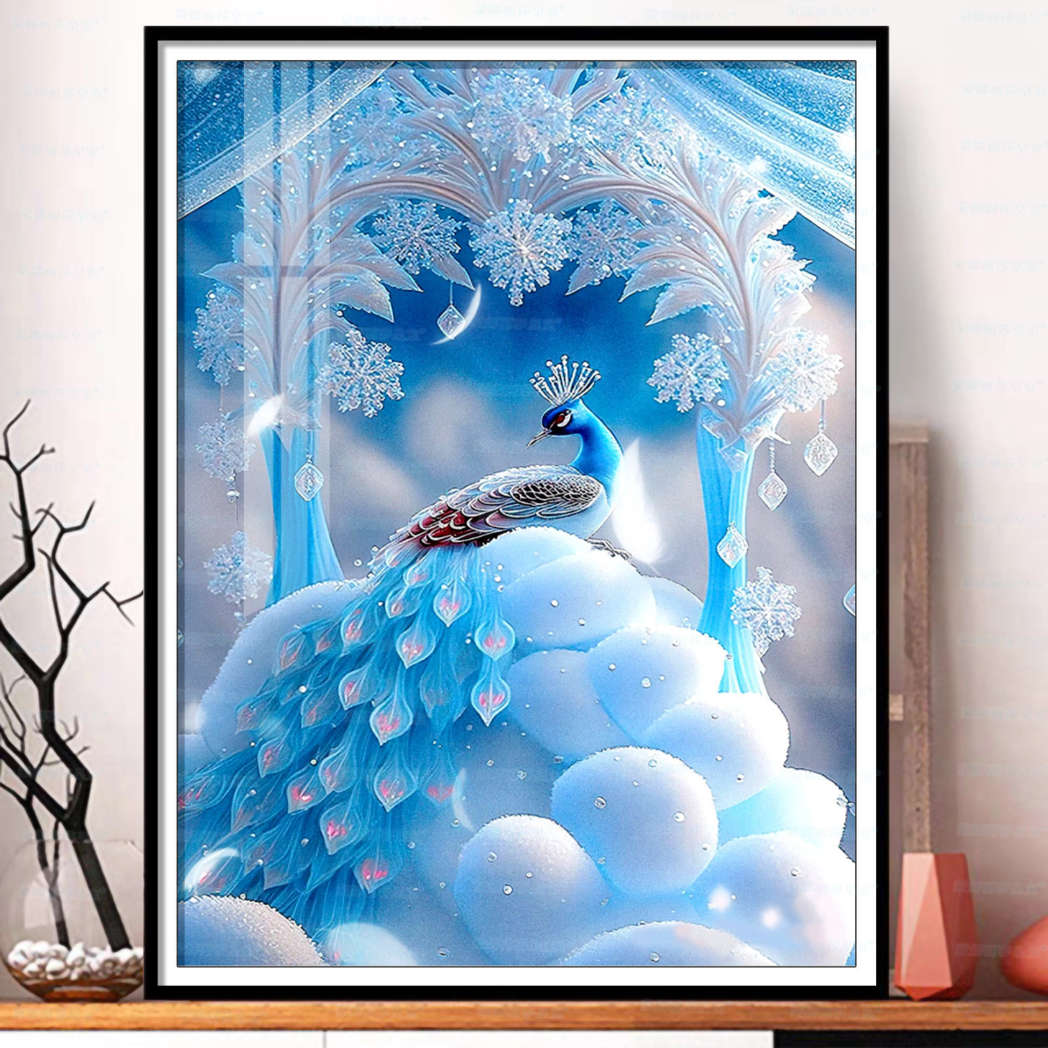 Mona Lisa real Cruz puntada hielo y nieve Pavo Real nuevo pavo real chino estilo chino pintura decorativa bordado a mano hilo image 7