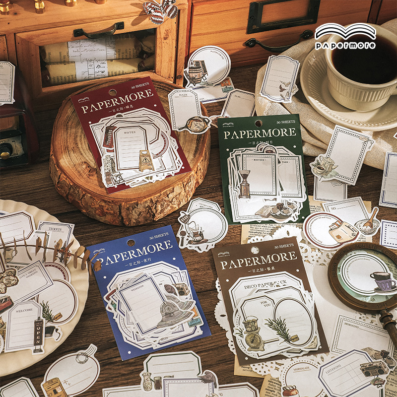 PaperMore material package, Retro Alien Handmade Journal Decoration Material Series, 30 pieces in one day.