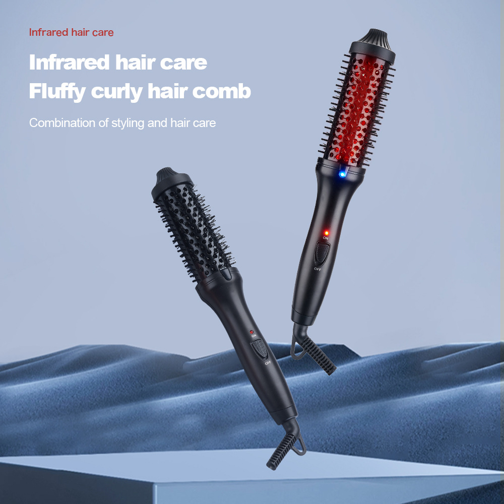 Cross-border fluffy infrared comb hairdressing comb straight hair comb fluffy comb multifunctional curling rod electric comb