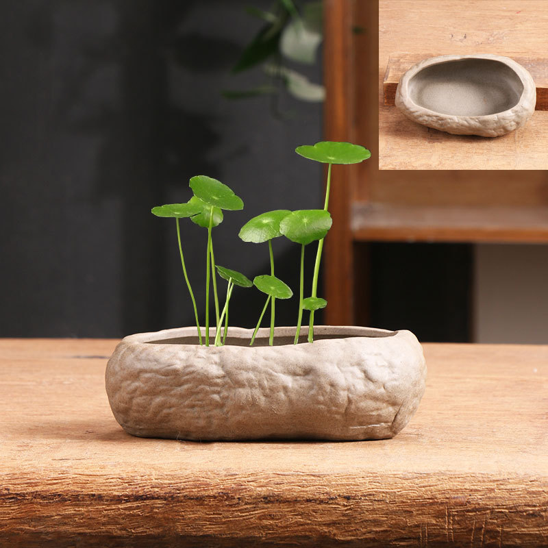 Monedero de cobre no poroso de piedra de imitación, maceta de cerámica de tamaño especial, bonsai doméstico, narciso, narciso, utensilios de hidroponía, liquidación al por mayor