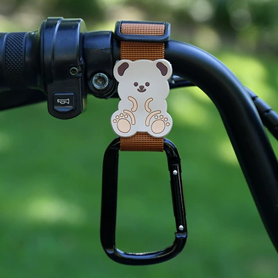 Cute Cartoon High-Value Stroller — Other Electric Vehicle Accessories - brown-woven-strap-square-buckle-good-boy-bear-short-style