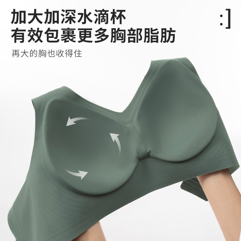 Plus tamaño suave soporte jalea ropa interior grande pecho pequeño sujetador inalámbrico sin costuras hembra push up soporte superior sujetador de la taza fija