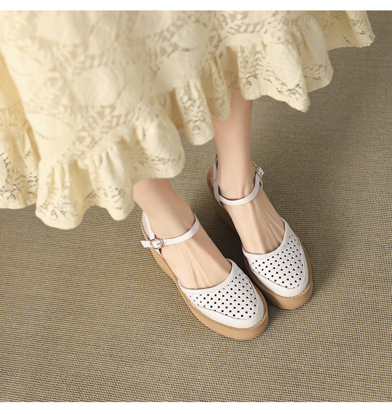 Sandal cao gót nữ mũi nhọn quai ngang đế dày 9.5cm — màu trắng ngà, màu mơ chi tiết 11