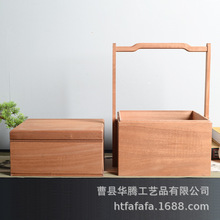 双层木质餐盒带提手多层餐盒曹县木制品批发收纳盒 家用木食盒