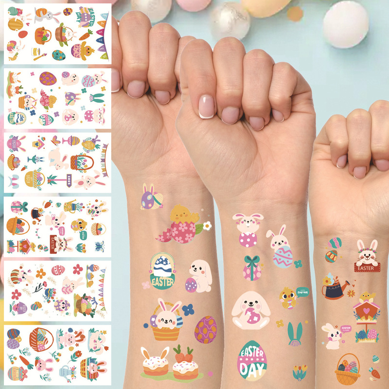 Cross-border New Children's Easter Tattoo Sticker Cute Cartoon Rabbit Egg Boy Girl Arm Temporary Sticker