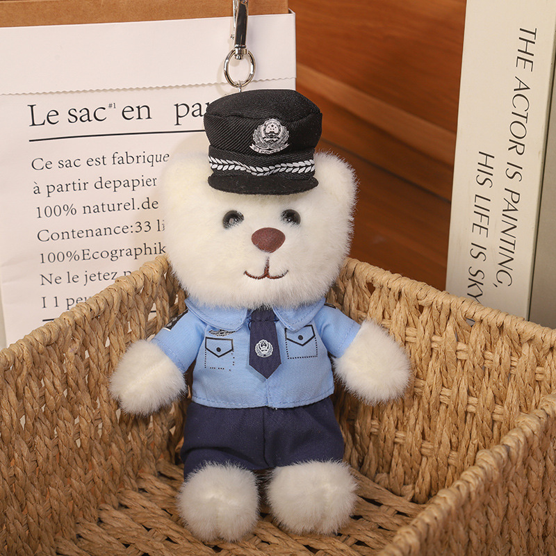 2025 nuevo uniforme de oso fuego cielo azul rescate colgante Teddy bear muñeca juguete de peluche publicidad llavero