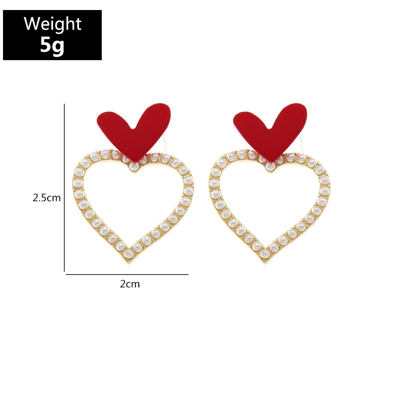 Fashion Heart-shape Pearl Letter Earrings display picture 30