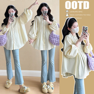Maternity 2025 Quality Early Autumn Spring Autumn New Loose Long Sleeve Shirt Doll Shirt Fashion Trendy Mom Top Women