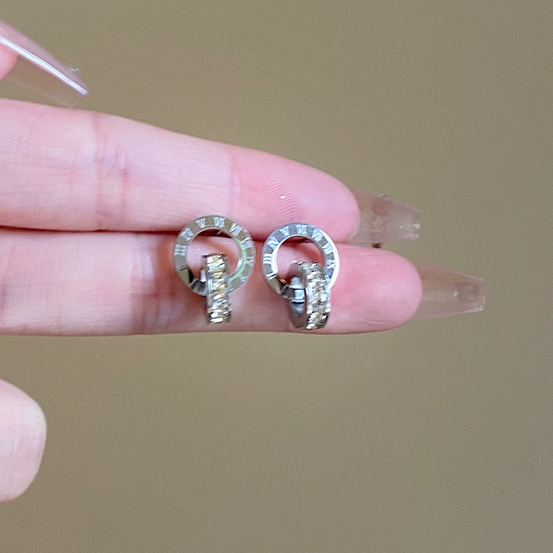 Серьги из нержавеющей стали, образец серебра 925, двойное кольцо, серебро/золото/розовое золото