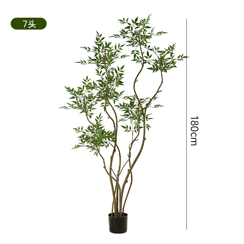 Simulación de plantas verdes Sensación avanzada Bambú Nantian Planta en maceta de piso grande Sala de estar interior Árbol falso biónico Decoración de plantas