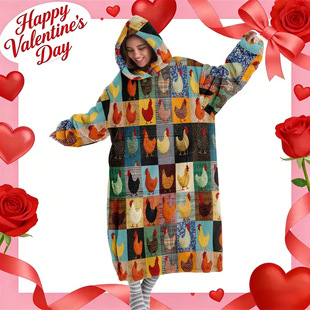 Patchwork Chicken Hoodie Blanket  ƴ��С�u�Bñ̺