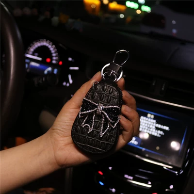 Car Key Case Car Car key bag - black-bow-key-bag