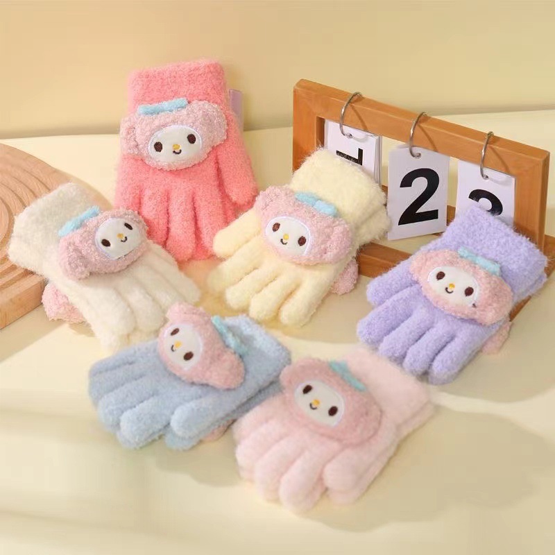 Children's cartoon velvet cute keep warm gloves for men and women
