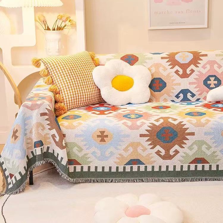 Toalla de sofá de chenilla universal multigeométrica de cuatro estaciones, cojín de sofá antideslizante, funda de sofá de cubierta completa a prueba de gatos, lanzamiento de arena