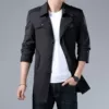 Black thin suit, trench coat