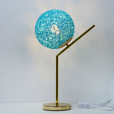 簡約現代臥室浪漫少女ins 觸摸台燈可調光藤球創意床頭網紅小夜燈