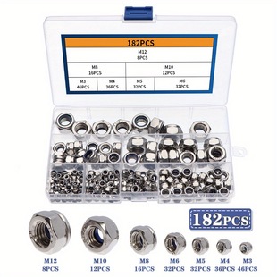 182pcs���P�������ĸ���b�ݽzñDIN934������ĸ