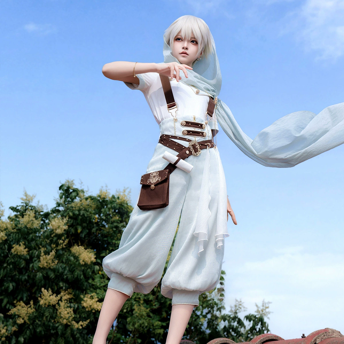 Медвежий соус Галактика Исследователь Лолита Женщина Лолита Шаль Топ Ремень Брюки Ремень Комплект Сумки 7246