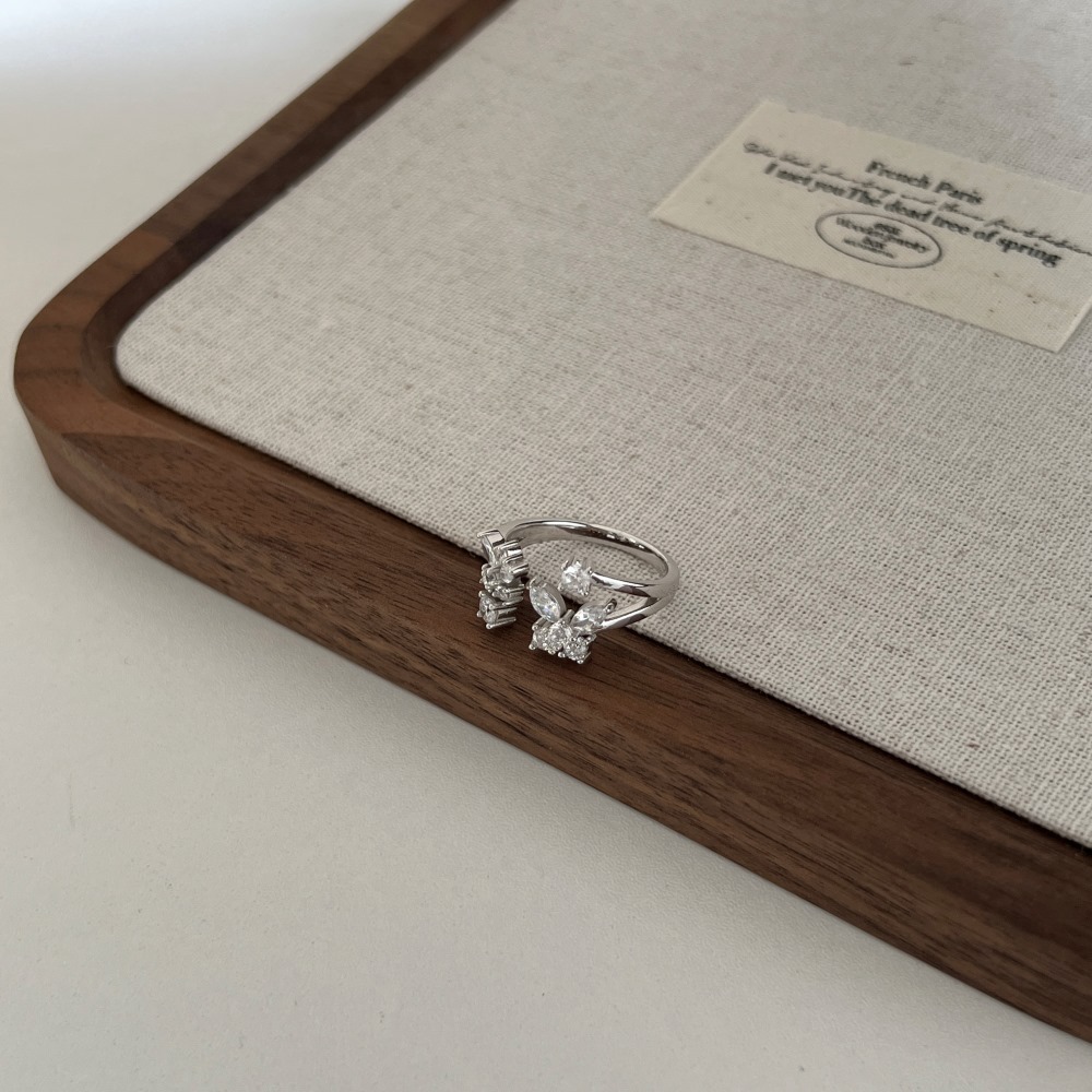 5g Weight Zircon Inlay Material Open Rings, Rings Classification 6, 9, Adjustable Ring Size 1 Piece Quantity Daily, Tea Party Occasion 925 Sterling Silver Material Butterfly Pattern Women's Gender Inlay Design Sweet, Shiny Style 925 Sterling Silver Zircon Butterfly Open Rings Rings 11