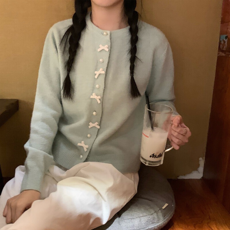 ニットカーディガン女性のための春と秋の新作 2024 韓国スタイル日本カジュアル多用途優しいスタイルパールボタンセータージャケット女性のための|undefined
