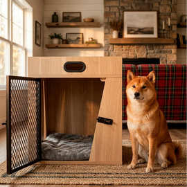 木质宠物笼狗笼猫笼室内家具式狗窝通用家用透气网门带顶开式狗窝