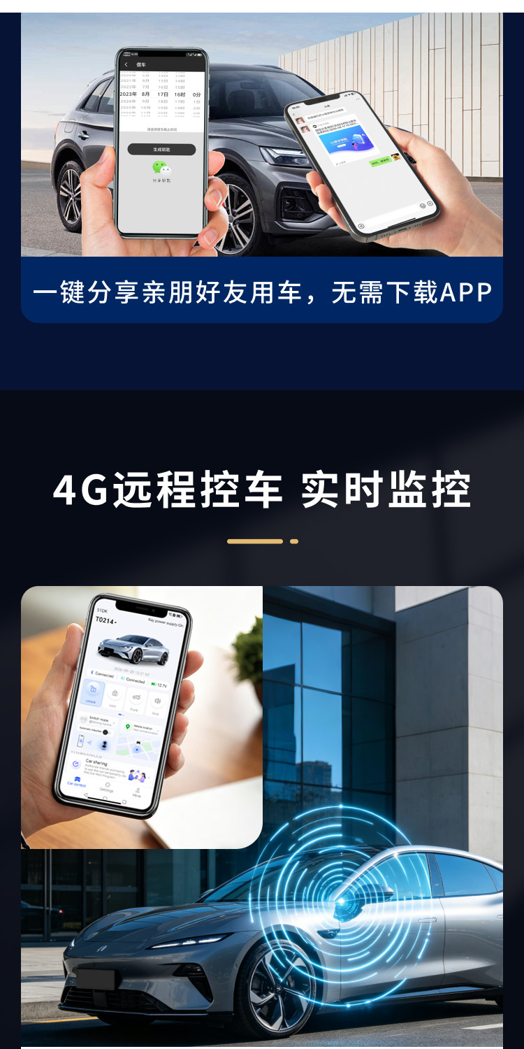 Cross-border version of mobile phone remote control smart digital car key with GPS positioning, suitable for ride-sharing and rental car modification