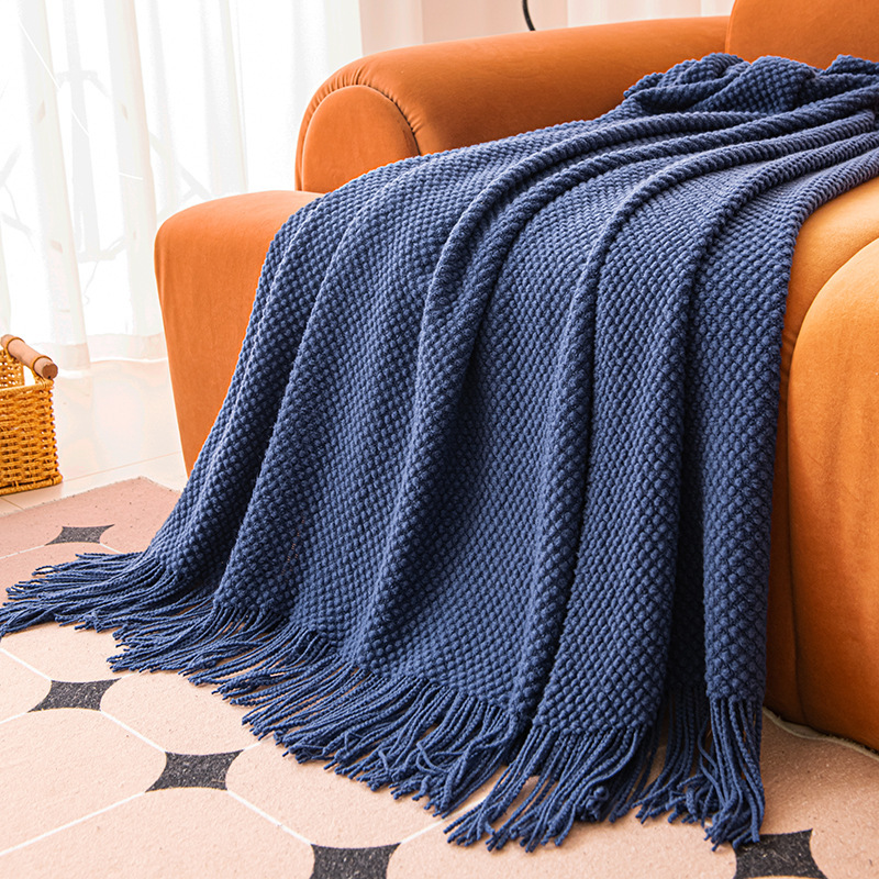 Color sólido estilo nórdico retro dormitorio sofá mantas de punto de oficina siesta mantas mantas de aire acondicionado mantas