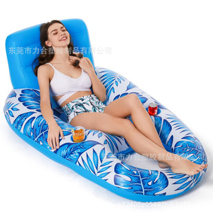 New in stock pattern water recliner adult thickened water inflatable foldable hammock floating row floating bed swimming ring