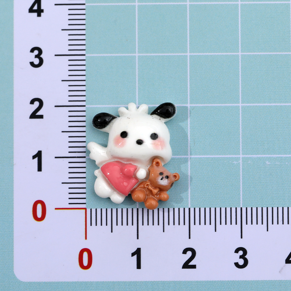 Alas de Ángel de dibujos animados sombrero amarillo Pacha perro resina accesorios DIY crema pegamento Pacha teléfono caso accesorios de pelo parche al por mayor