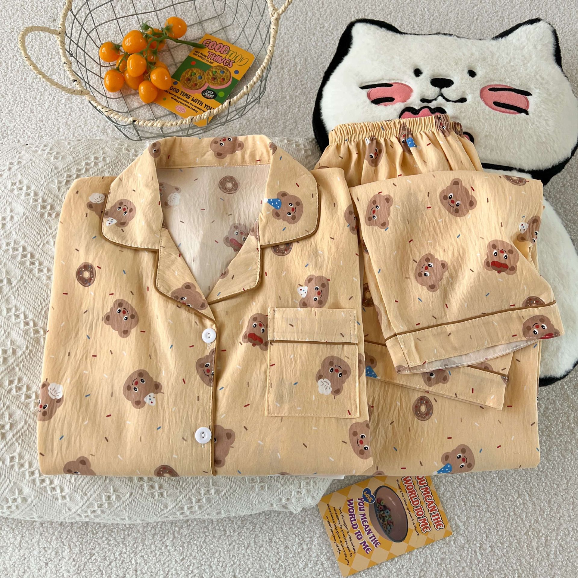 Al por mayor transfronterizo primavera y otoño 2026 nuevo pijama de mujer dibujos animados nubes dulces cardigan de algodón mangas largas pantalones largos cubierta de ropa para el hogar image 31