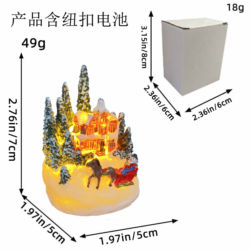 Jingchen nuevas decoraciones de Navidad 2023 transfronteriza resina casa color luminoso escritorio decoración al por mayor