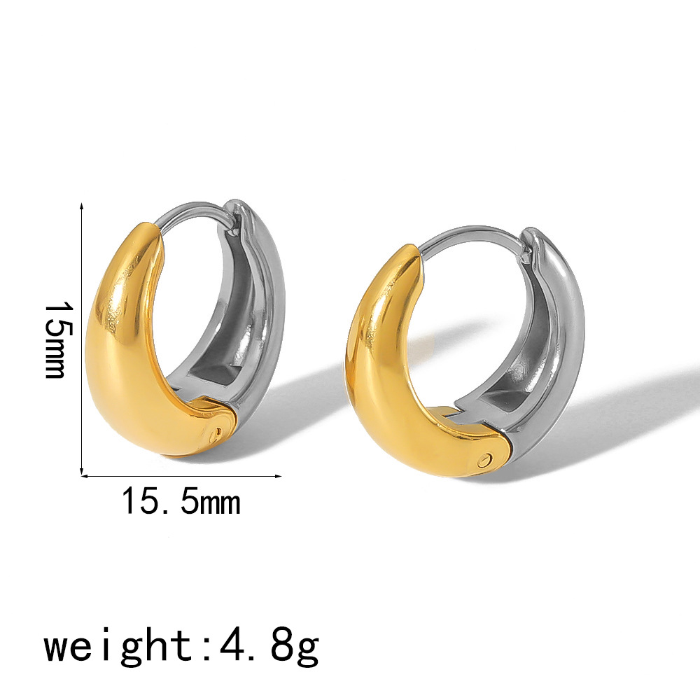 Pendientes de acero de titanio de moda que no se decoloran, con un toque de alta gama, en forma de U de oro de 18 quilates, pequeños, únicos y sencillos.