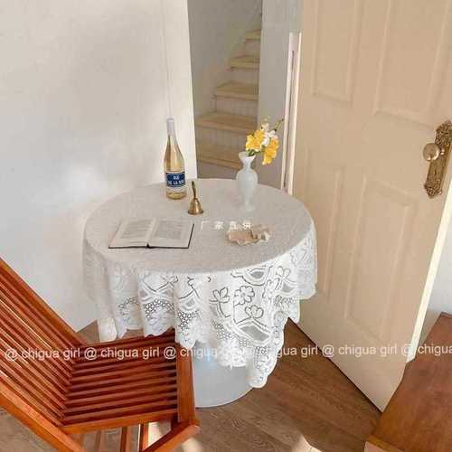 Retro lace decorative tablecloth ins style French simple romantic coffee table round table cover picnic cloth table cloth mat