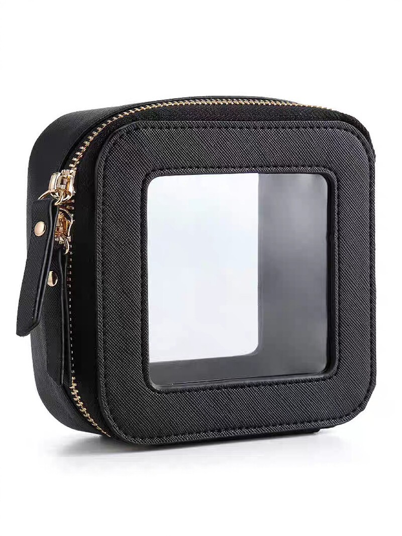 Nuevas ventanas transparentes transfronterizas bolsa de maquillaje PU bolsa de maquillaje portátil simple bolsa de maquillaje de viaje mini caja de maquillaje image 5