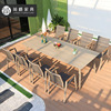 outdoors furniture courtyard villa Garden Tables and chairs coffee Tea shop outdoor Clay Teak Handrail monolayer Mesh Chair