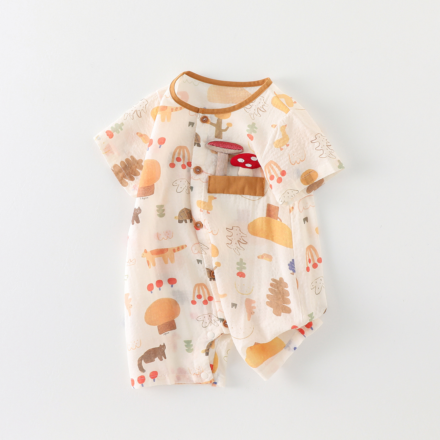 Baby Summer Thin Clothes All-in-one Type A Pure Cotton Short-sleeved All-in-one Clothes for Newborns and Babies Going Out in Summer