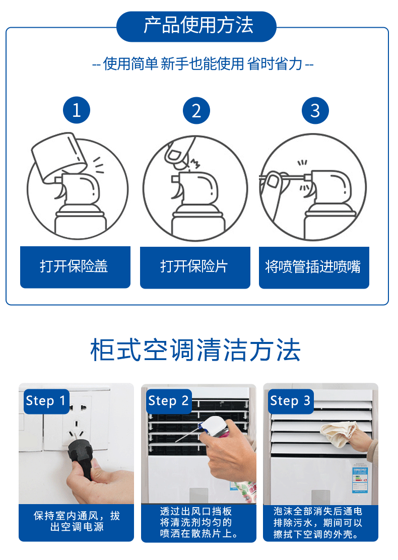 洗空调清洗剂家用挂机免拆挂壁式泡沫除垢除菌涤尘翅片空调清洁剂详情9