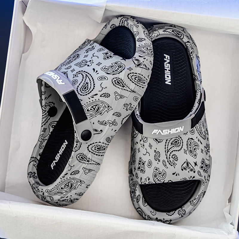 Pantuflas antideslizantes para hombre verano talla grande 47 ropa exterior impresión EVA para hombre pisando mierda sandalias y pantuflas deportivas para hombre