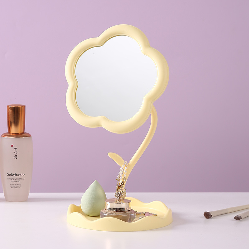 Espejo de maquillaje de escritorio de plástico desmontable giratorio espejo de sol dormitorio espejo de maquillaje HD