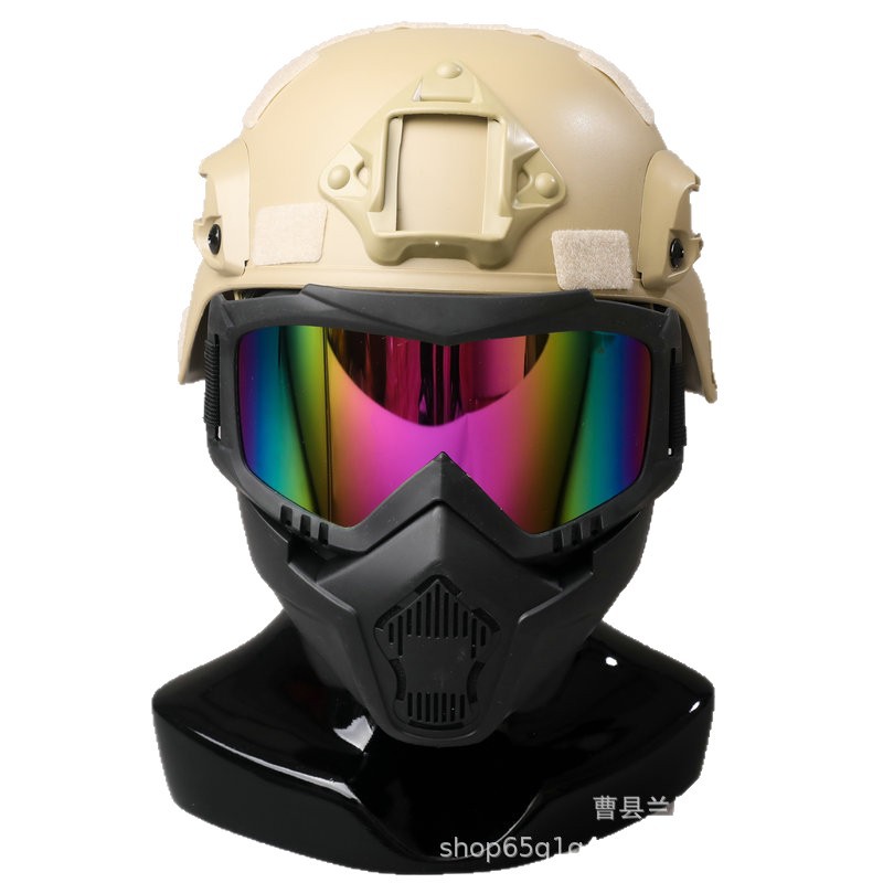 Casco táctico para niños binoculares de cuatro ojos de protección al aire libre equipo de ventilador militar telescopio modelo de visión nocturna equipo táctico