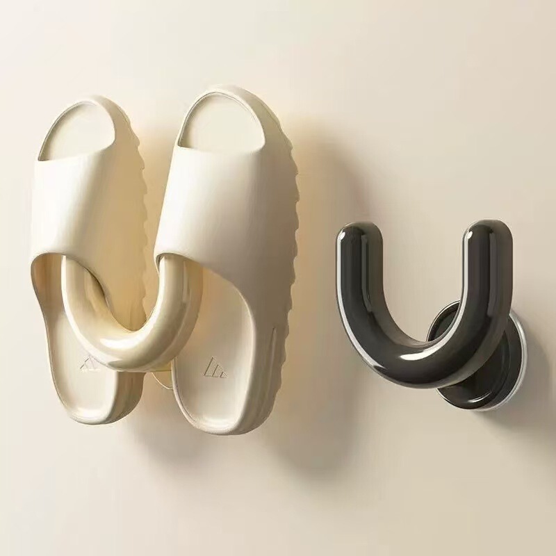 No-Drill Suction Cup Bathroom Slipper Holder Wall-Mounted New Drainage Hook for Bathroom Storage