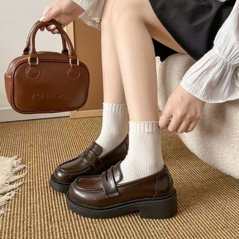 British Style Thick-Soled Leather Shoes for Women, 2026 Spring New Cross-Border Versatile College Style Loafers