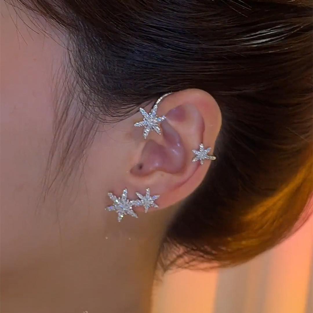Super Hada copo de nieve oreja percha para mujeres 2022 nueva moda sin orejas de alto grado sentido nicho diseño diamante perla oído hueso clip