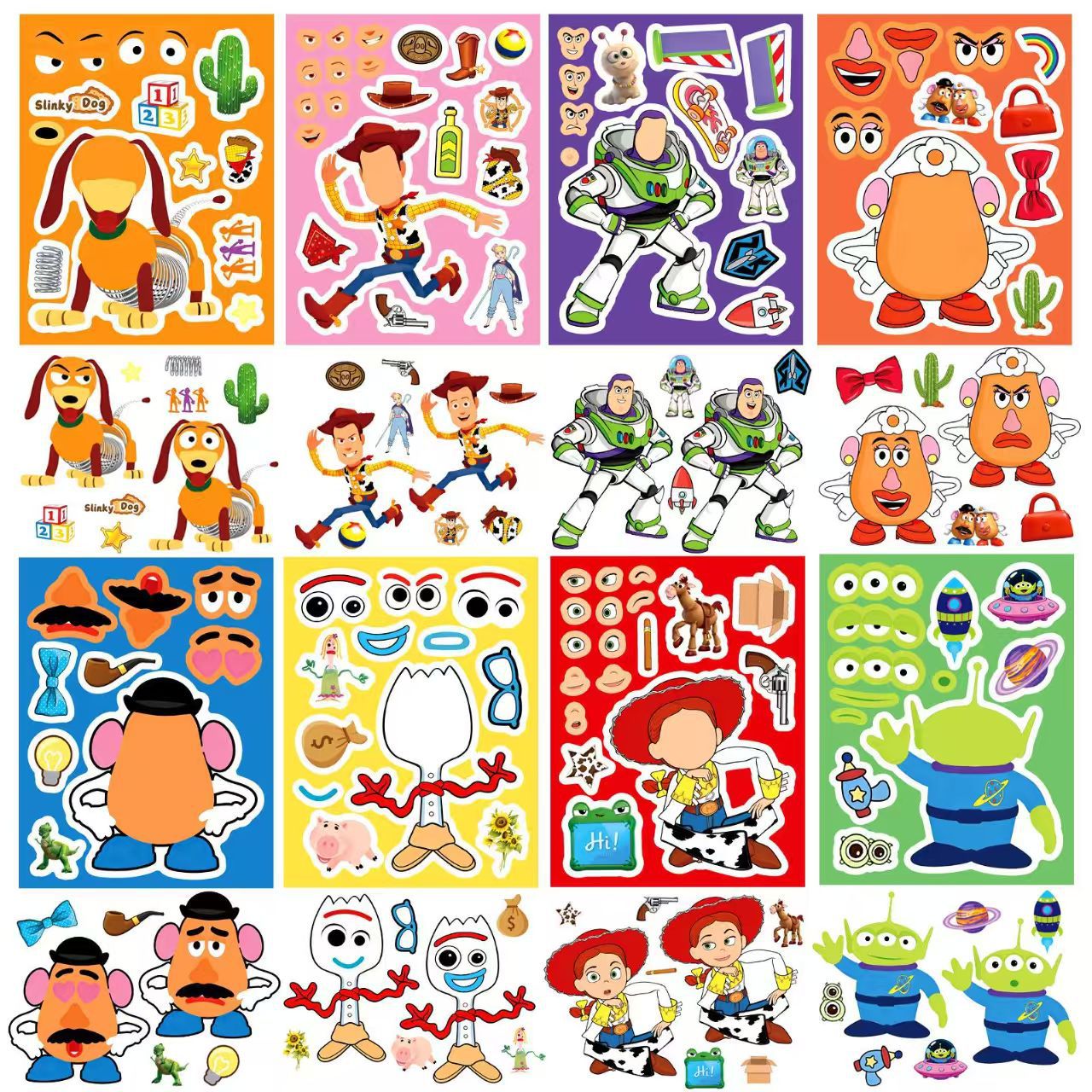 8 Cartoon Children's Toy Story Stickers DIY Parent-Child Interactive Gift Waterproof Stickers for Water Bottles and Suitcases